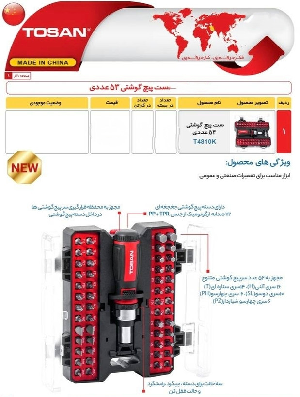 پیچگوشتی توسن مدل 4810 مجموعه 53 عددی(ساخت چین)